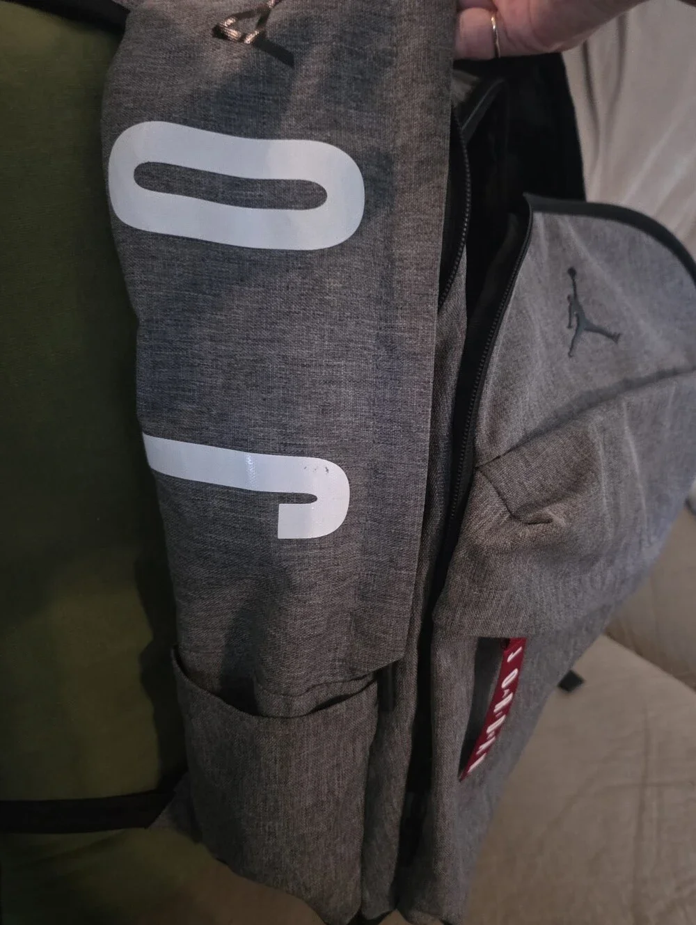 Jordan Grey Jumpman Backpack with Red Tag